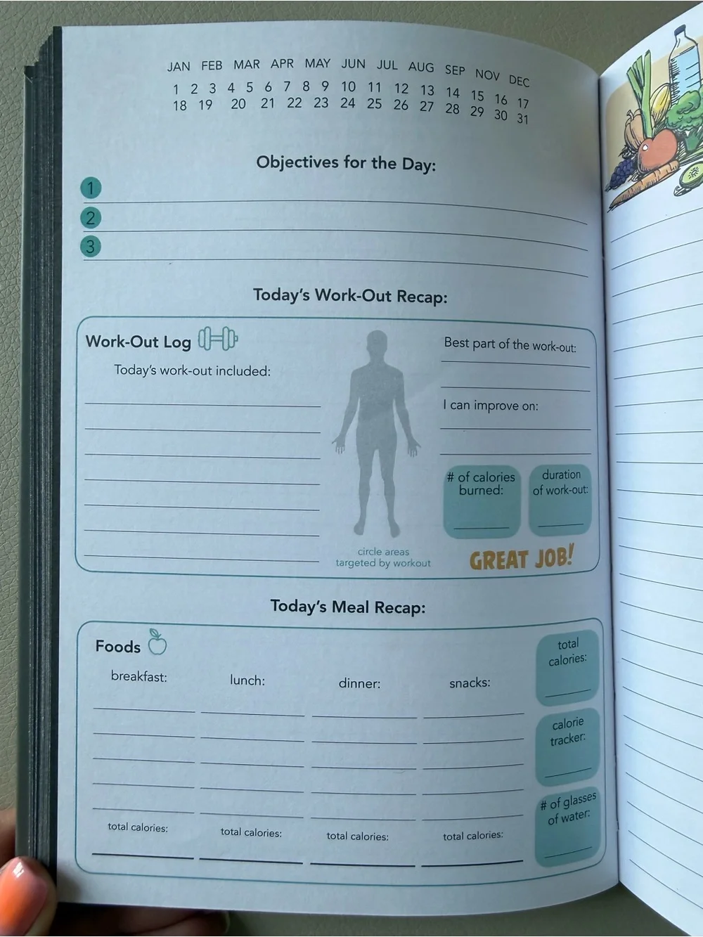 Guided Wellness Journal - Healthy Body Healthy Life - Gray & Neon Yellow